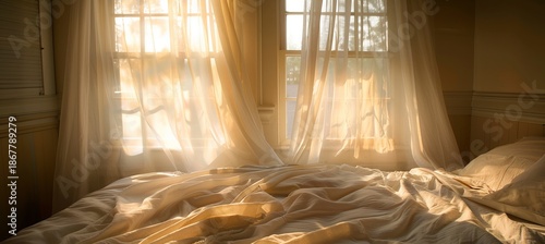 Cozy minimalist bedroom design embracing natural light and soft textures for tranquil living