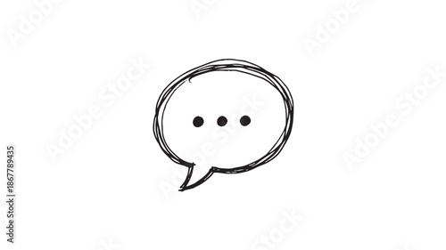 Hand-drawn sketchy speech bubble with an ellipsis, representing communication or thought.