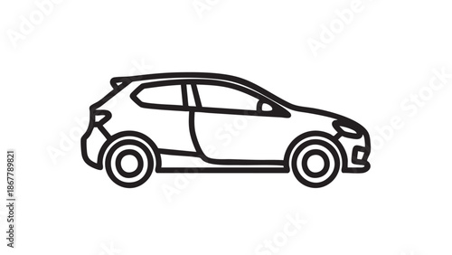 Simple line drawing of a modern car viewed from the side