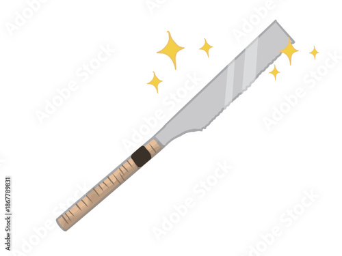 Illustration of a shiny new single-edged saw
