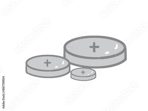 Illustration of round batteries of different sizes