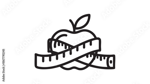 Measuring Healthy Eating with a Tape Measure Wrapped Around a Fresh Apple