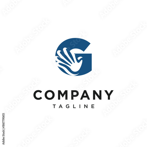 Letter G Palm Hand Logo Icon Vector