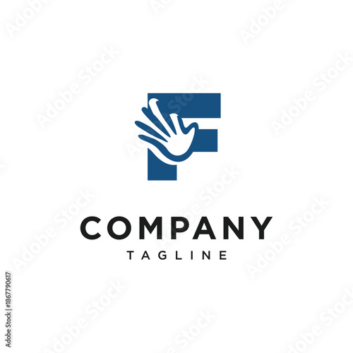 Letter F Palm Hand Logo Icon Vector