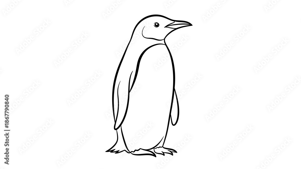 Obraz premium Cute cartoon penguin vector illustration of an isolated arctic bird on a white background with winter snow and ice elements for nature wildlife designs