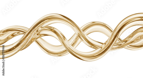 Golden wave-like structures forming an intricate pattern, showcasing flowing lines and an elegant aesthetic, isolated on transparent background