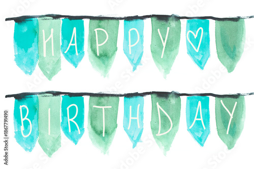 Cute hand painted happy birthday banner design
