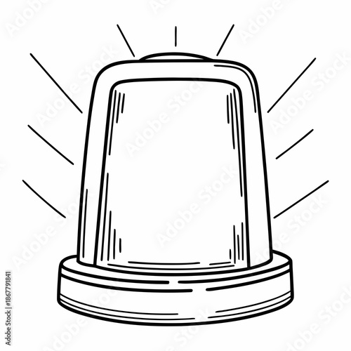 Emergency siren light illustration with rays and clear details  