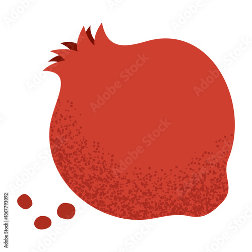 Simple pomegranate illustration. Fresh pomegranate fruit. Healthy food concept. Minimal flat vector design for interior, poster, cover, banner. Isolated on white background.