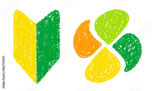 クレヨン素材　手描きの初心者・もみじマークセット