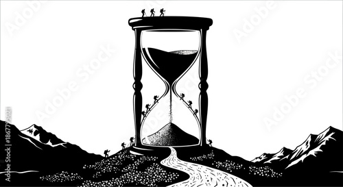 Hourglass with Sand Flowing Through It.