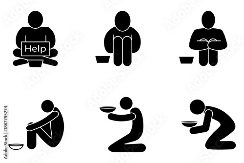 poverty line set icon vector illiustration on white background