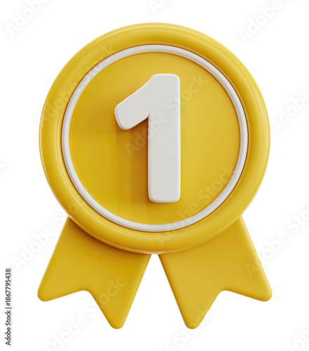 Digital 3D Gold Medal with Number 1 for Award Ceremony and Competition Victory