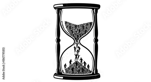 Hourglass with sand flowing between bulbs.