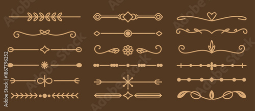 Calligraphic Ornamental Divider Collection, Featuring Vintage Decorative Lines, Text Dividers, Line Borders, Separators, and Underline Elements, Vector Illustration for Classic Typography