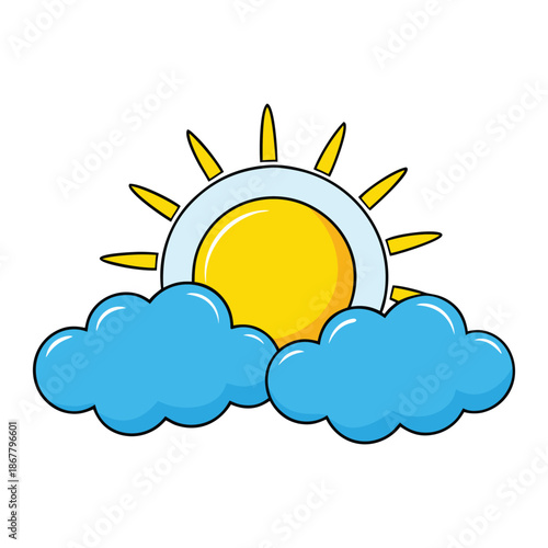 A bright blue sky stretches endlessly, sunlight sparkling warmly, casting golden rays that dance gently on clouds and bring the world to vibrant life.
