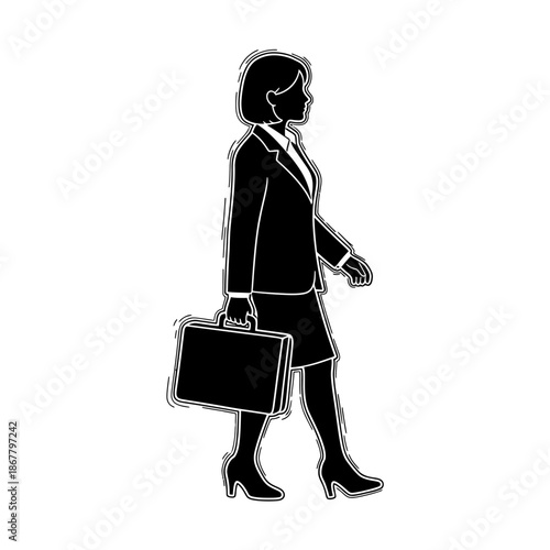 Businesswoman Walking with Briefcase in Hand.