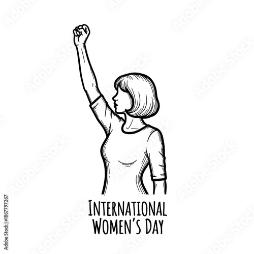 Woman Raising Hand in Empowerment Gesture.