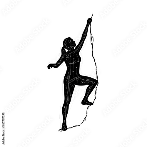 Woman Dancing with Flowing Fabric Silhouette.