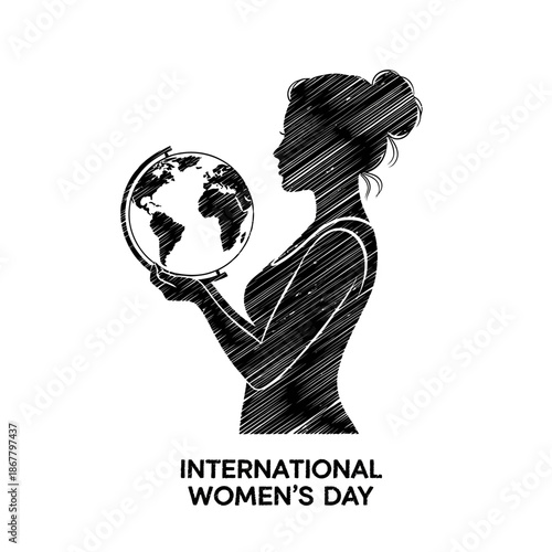 Woman Holding Globe International Womens Day.
