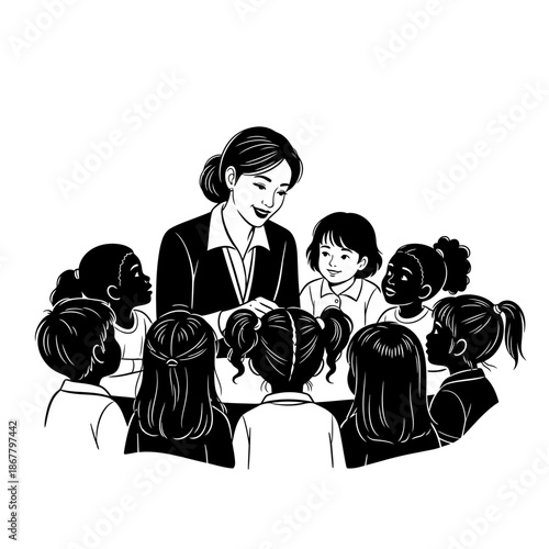 Teacher and Students in Classroom Discussion.