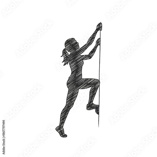 Woman Climbing Rope with Athletic Physique.