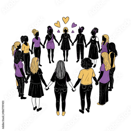 Diverse Group of Women Holding Hands Together.