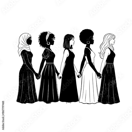 Diverse Women Standing Together in Solidarity.