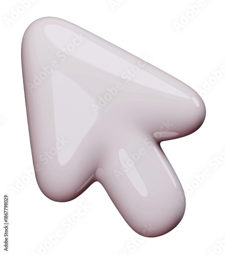 3D Stylized White Mouse Arrow with Glossy Texture