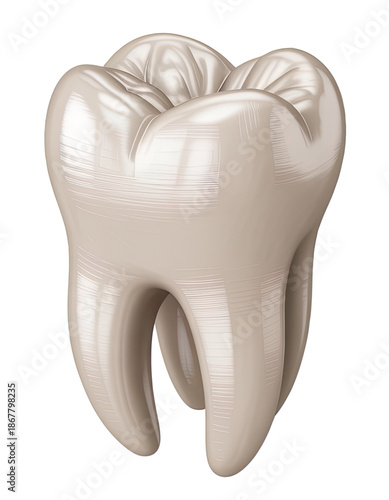 Polished 3D Tooth Design with Glossy Texture
