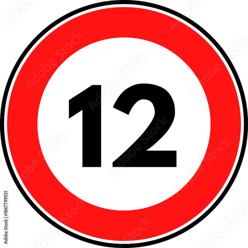 Speed limit 12 traffic sign vector