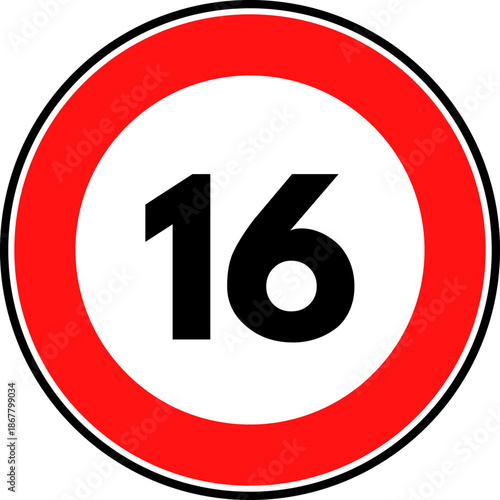 Speed limit 16 traffic sign vector
