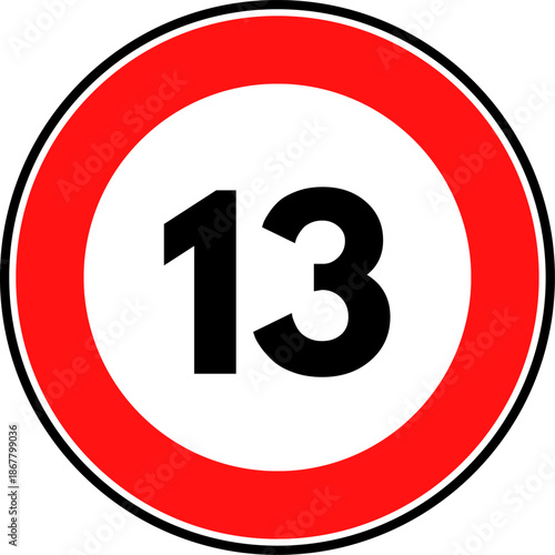 Speed limit 13 traffic sign vector
