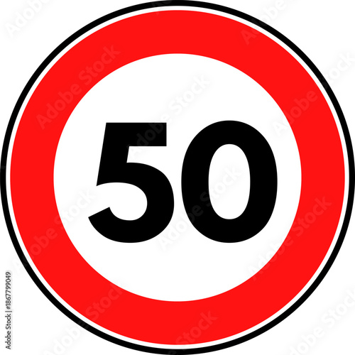Speed limit 50 traffic sign vector