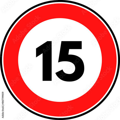 Speed limit 15 traffic sign vector