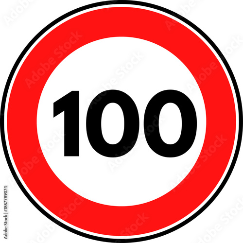 Speed limit 100 traffic sign vector