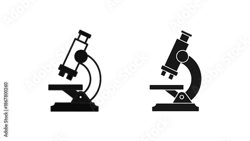 Vector illustration of modern microscope icon designs for scientific research on transparent background