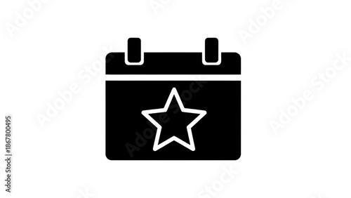 Vector illustration of a calendar icon with a star, highlighting important dates on transparent background