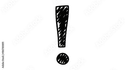 Hand drawn exclamation mark symbol illustration.