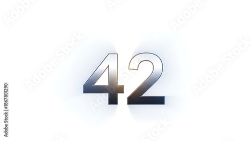 Number 42 in shiny silver