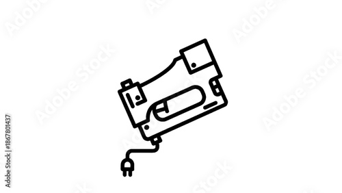 Vector illustration of a durable electric staple gun for carpentry and DIY projects, on transparent background