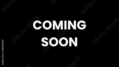 Stylish 'Coming Soon' animation with loopable design. Ideal for businesses, product launches, and event promotions. High-resolution with a professional look.
