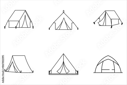 camping tent set vector icon on white background