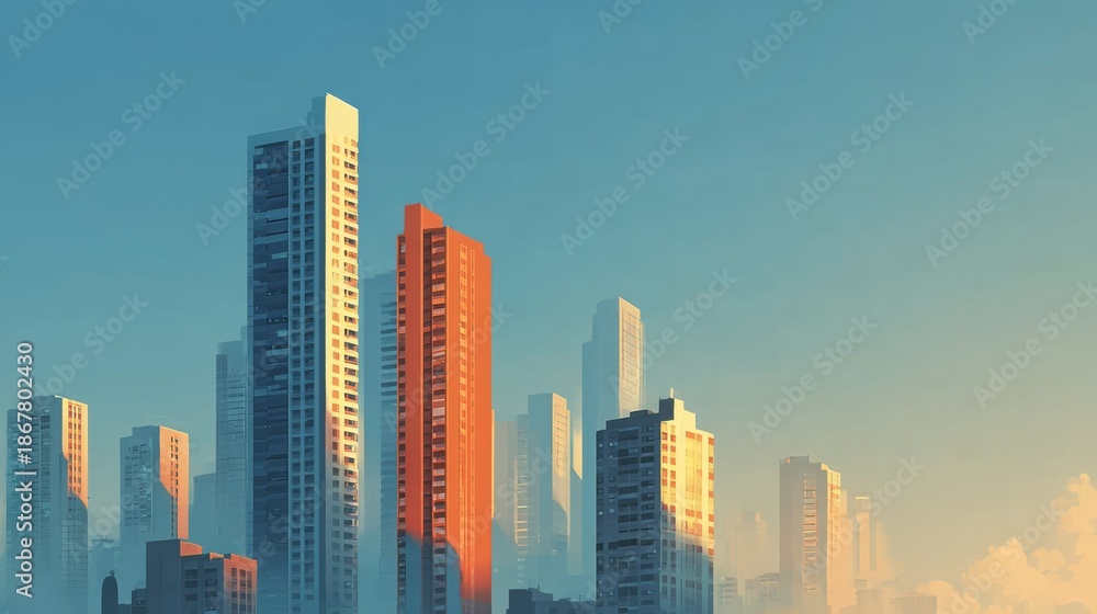 Obraz premium Colored city skyline