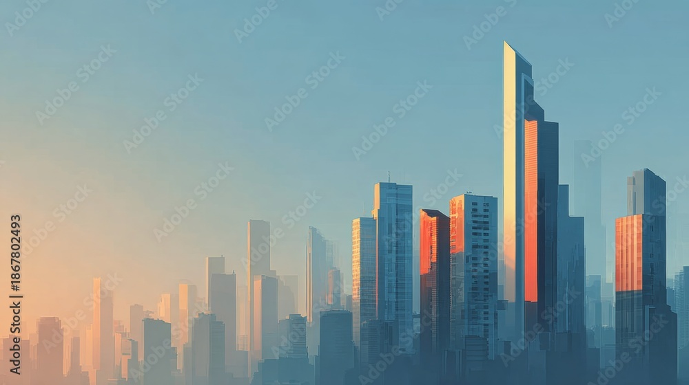 Obraz premium Colored city skyline