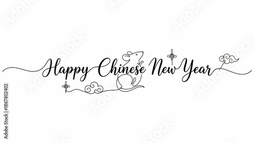 Celebratory Event, Happy Rat, Chinese New Year, Graphic Design, Festive Atmosphere