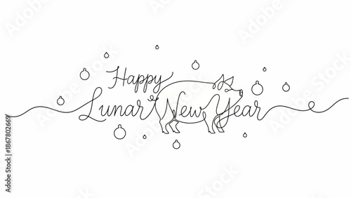 Lunar New Year Celebration, Pig Design, Festive Graphic, Joyful Atmosphere