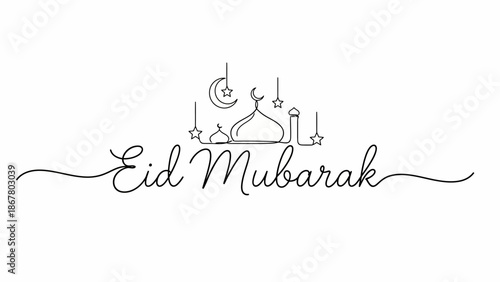 Eid Celebration, Islamic Culture, Mosque, Graphic Design, Festive Environment, Stylish Viewpoint