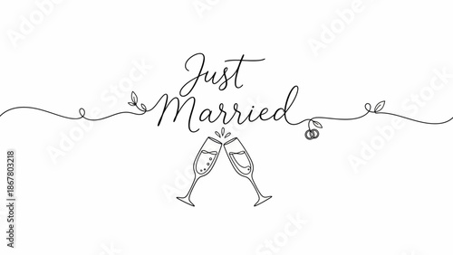 Celebration Toast, Newlyweds, Wedding Venue, Illustration, Joyful Atmosphere, Cheers