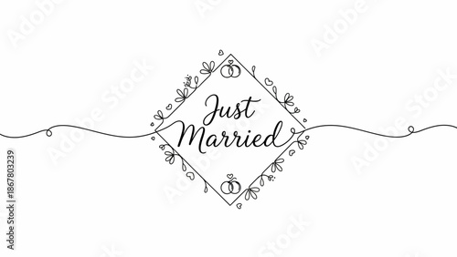 Wedding Event, Just Married Sign, Celebratory Atmosphere, Graphic Design